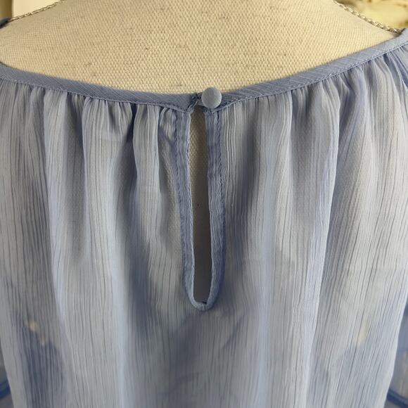 Elle women's size Large semi sheer light blue soft girl blouse #2500 - Picture 6 of 8